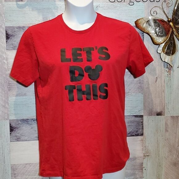 Ketuna Sz L Red Let's Do This Disney TShirt Mickey Ears Tee 824 - Picture 1 of 5